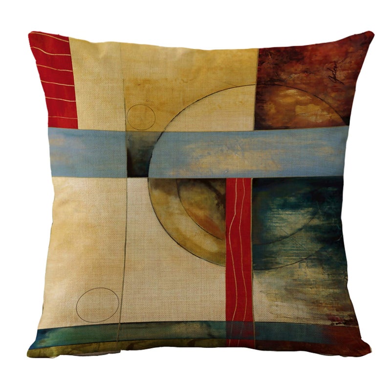 WOMHOPE Set of 4 Vintage Geometric Decorative Throw Pillow Covers Pillow Cases Cushion Cases 18 x 18 Inch for Living Room Couch and Bed (Geometric) - Image 3